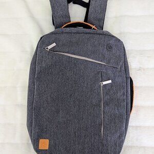 Gray Backpack with Orange Accents